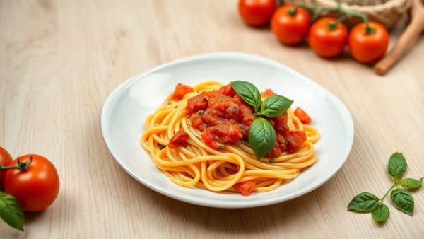 Delicious pasta in red sauce on a plate from New Jersey pasta shops.