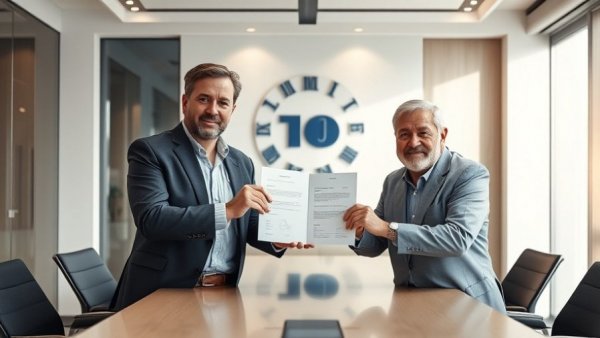 Two men holding a document promoting affordable medicine access.