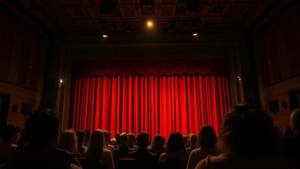 Dimly lit theater stage for New Jersey arts events.