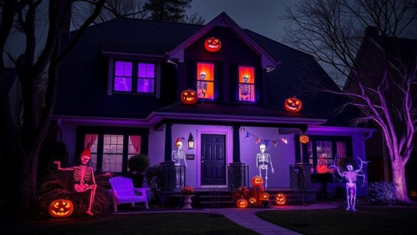 Best neighborhoods for trick-or-treat in New Jersey, Halloween house decorations.