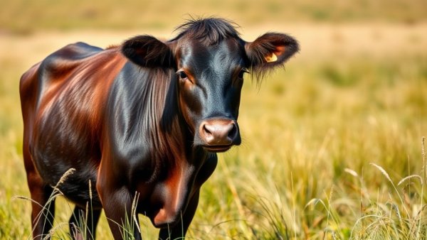 Decorated cow in a sunlit field for family events calendar.