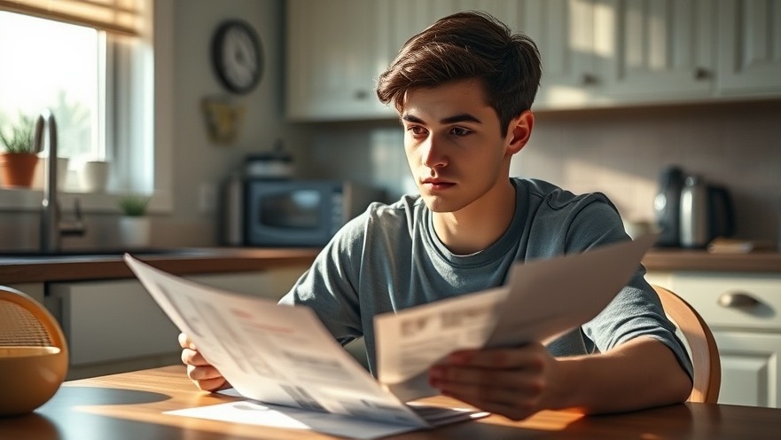 Thoughtful young adult analyzing bills under morning light, reflecting NJ energy regulation issues.