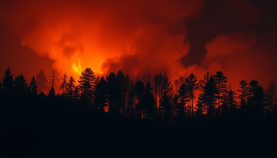 Forest fire at night amid Sarasota County burn ban.