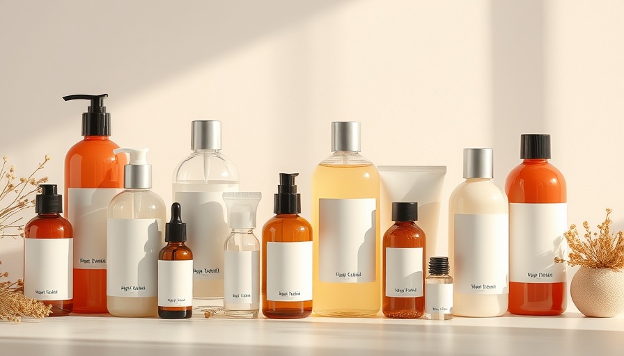 Assorted spa product bottles in a neat row, promoting selling retail products in spas.