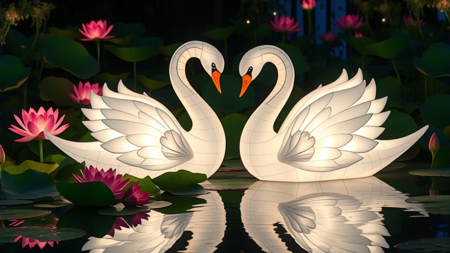 Luminous swan lanterns at a Florida event in November 2025.