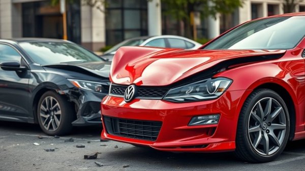 Damaged cars after a serious front-end collision in Oregon.