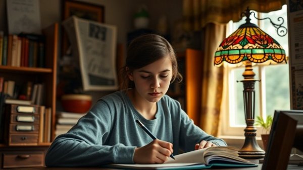 Young student studying at a desk, Florida homeschooling boom scene.