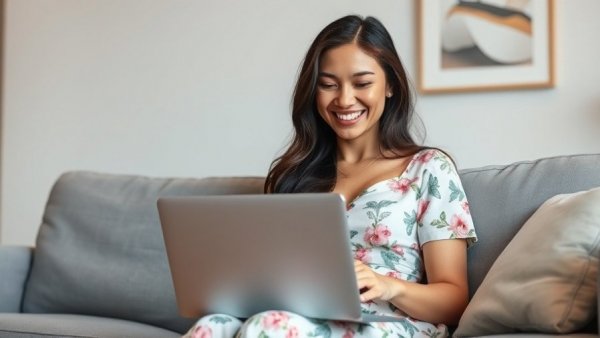 Smiling woman in floral dress using laptop for 2026 Health Planning Class
