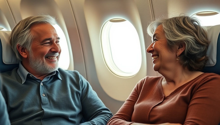 Mature couple enjoying comfortable holiday travel after surgery.