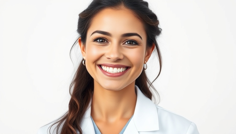 Friendly female dentist smiling, associated with children's tooth loss