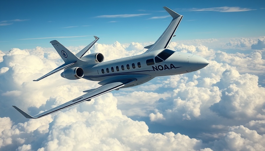 Modern NOAA aircraft flying in the sky, fleet modernization.