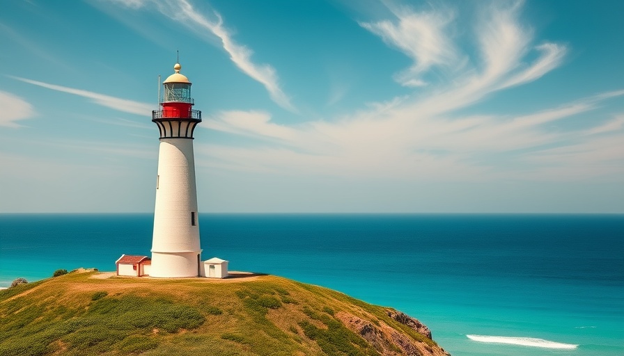 Florida Lighthouses scenic view with lush greenery and ocean