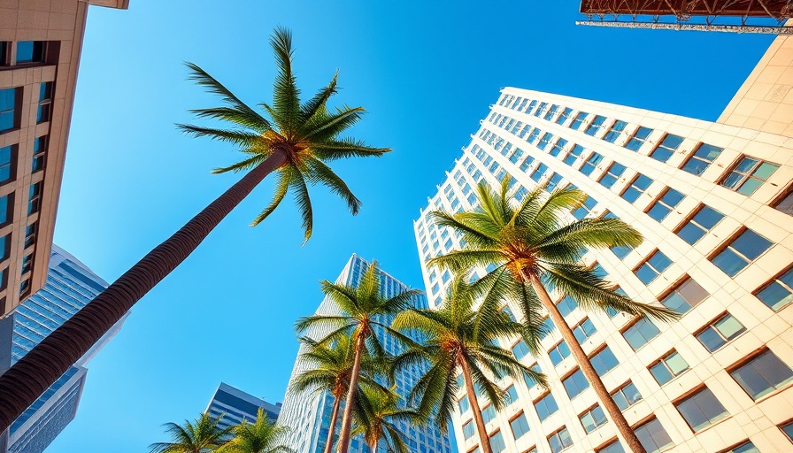 Florida condo inspections, view of palm trees and skyscrapers.