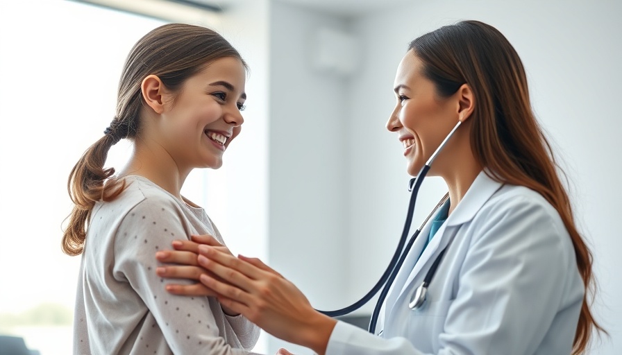 Florida health insurance: Doctor with young girl in medical office.