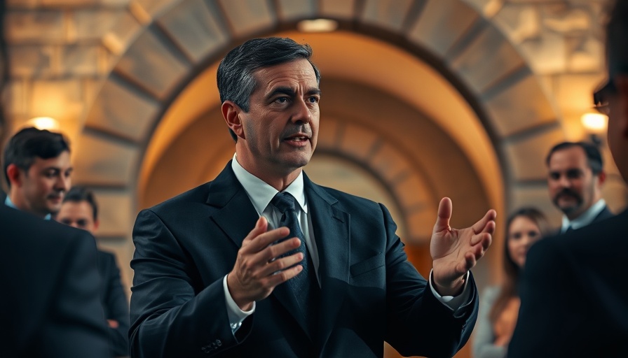 Man in suit addresses group at Florida Freedom Fund event.