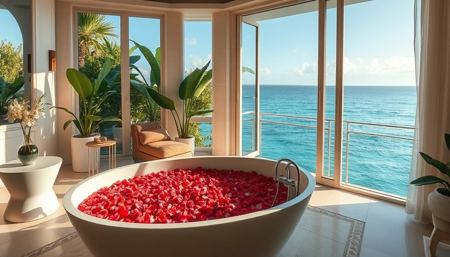 JW Marriott Maldives bathroom with ocean view and rose petal bath.