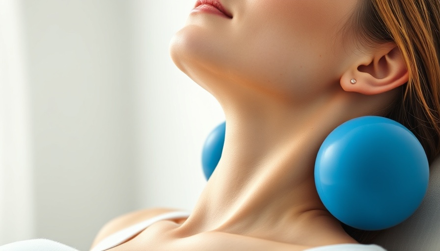 Holistic healing method with blue massage balls on neck.