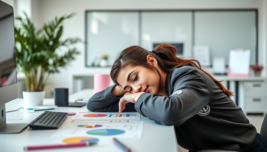 Young woman resting at desk, illustrating workplace safety.