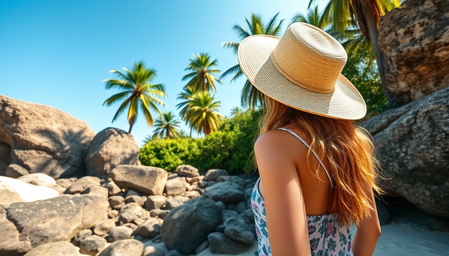 Woman exploring tropical beach for travel deals