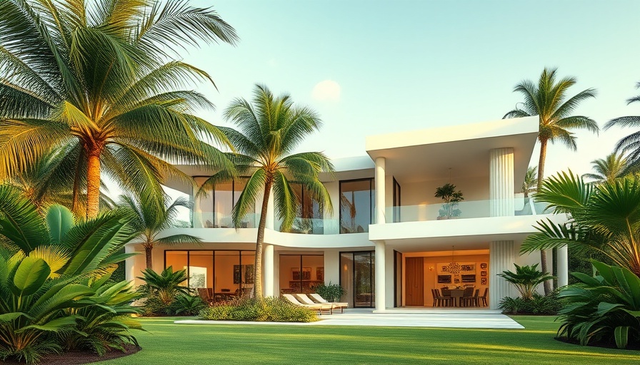 Modern Coconut Grove housing amidst lush greenery.