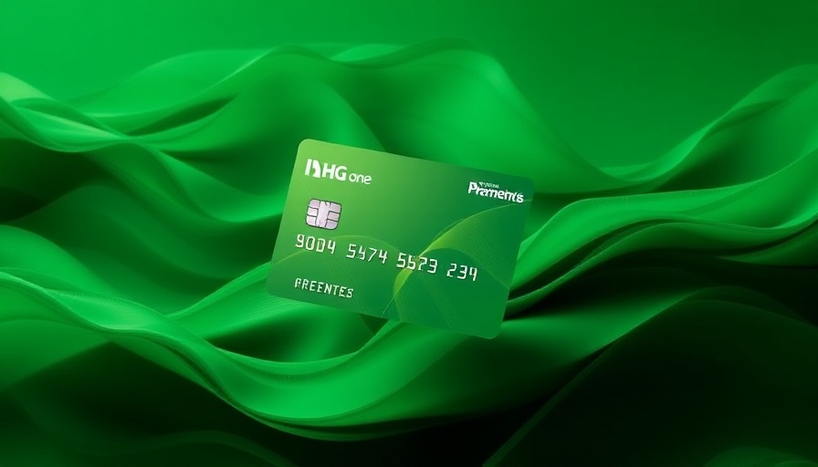 IHG One Rewards Premier Card on green wave background.