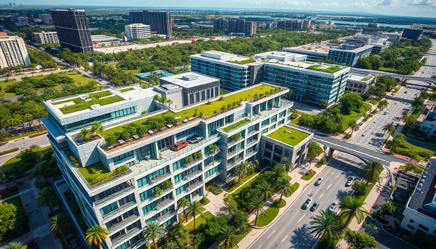 Aerial view of Boca Raton City Hall complex with lush greenery.