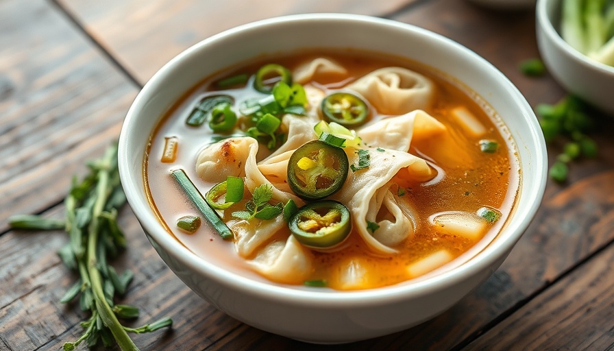 Wonton soup recipe with fresh garnishes and steaming broth