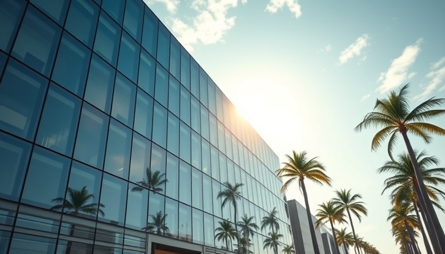 Modern South Florida office building reflecting sunlight.