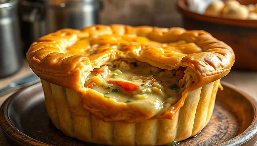 Golden Curry Chicken Pot Pie with flaky crust and creamy filling.