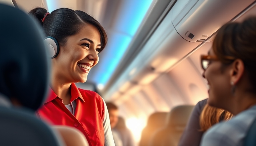 Flight attendant interacts with passengers, promoting Southwest Rapid Rewards credit cards.