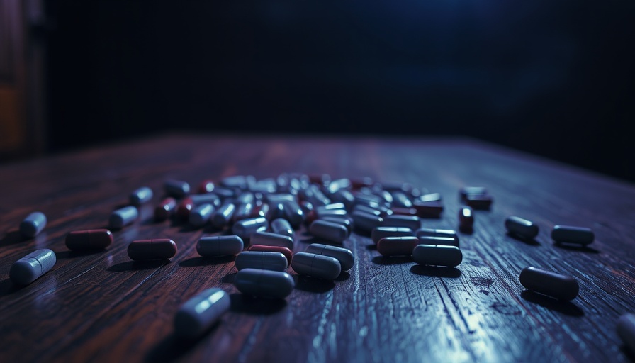 Various pills on a table highlighting signs of addiction in Florida.