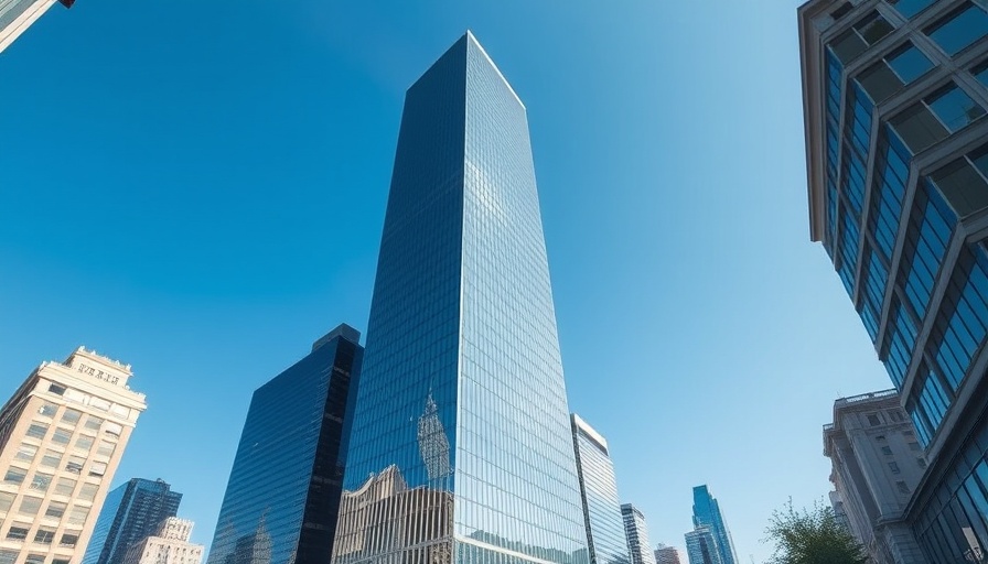 Modern Hallandale Beach office tower with urban skyline.