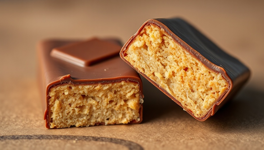 Protein peanut butter Twix bars cross-section showing layers.