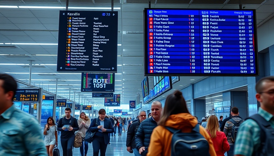 Airport terminal reflecting airline passenger demand increase with flight board.