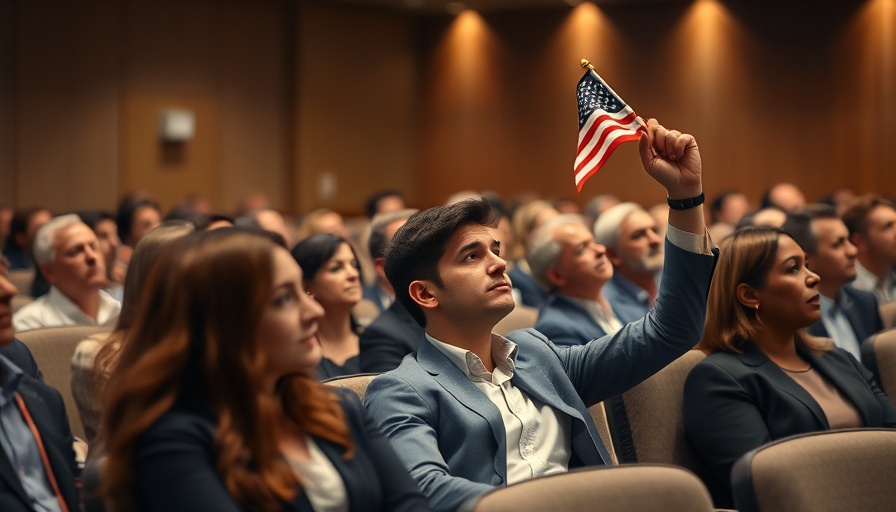 Attendees at a meeting, signaling concerns, raising flags.