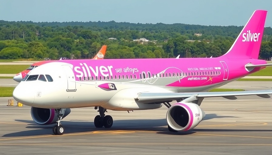 Silver Airways plane on Orlando tarmac, detailed view.