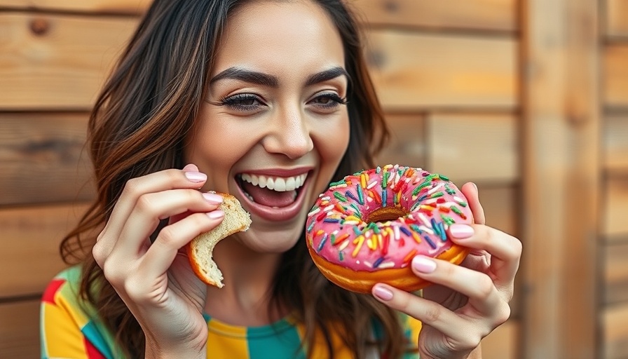 Woman eating donut outdoors, 5 Days of Sugary Diet Affects Brain.