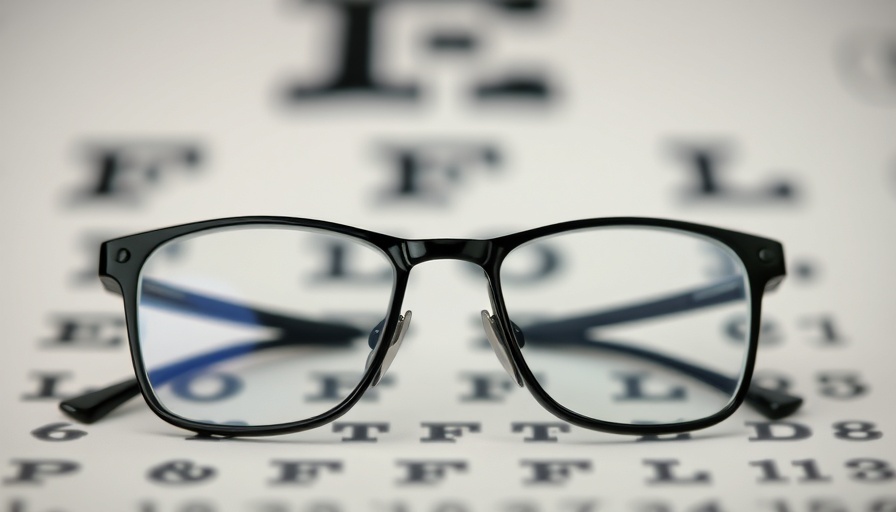 Eyeglasses on eye chart representing natural vision correction.