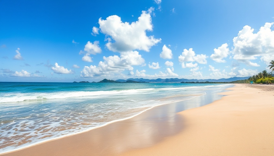 Tranquil beach destination under $50 with gentle waves and clear skies.