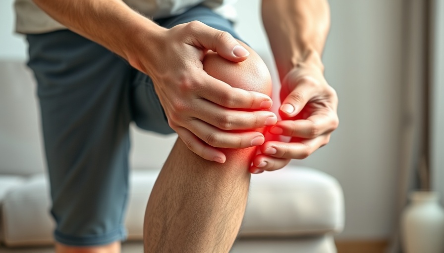 Close-up of knee pain with redness, illustrating chronic discomfort.