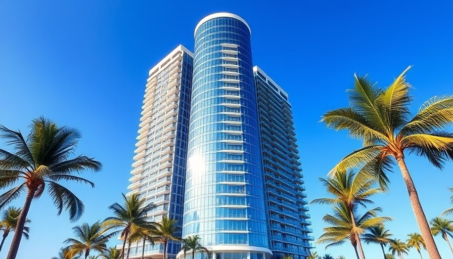 Modern Miami Beach condo tower proposal, sleek glass facade.