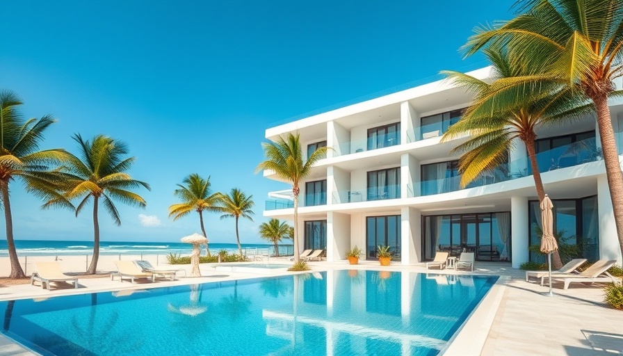 West Palm Beach beachfront condo with pool and palm trees.