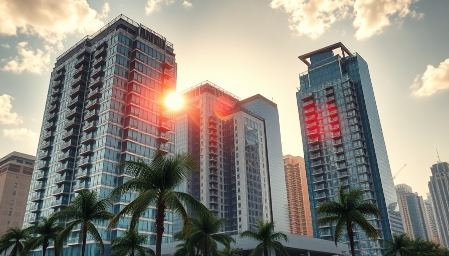 DOGE South Florida property sell-off high-rise buildings in sunlight.