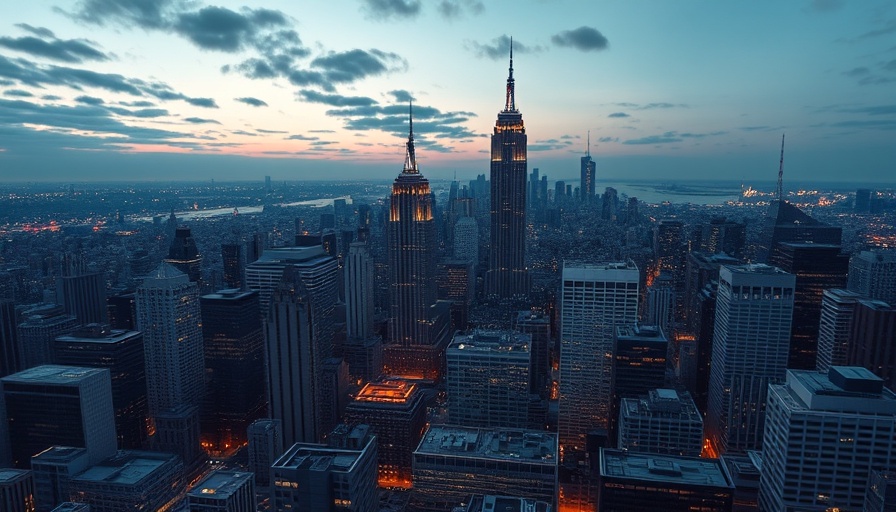 Modern skyscrapers at dusk, bustling Miami skyline