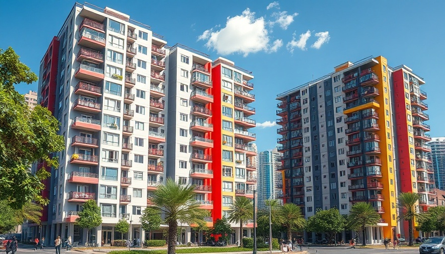 Modern residential building complex in Florida, showcasing affordable housing.