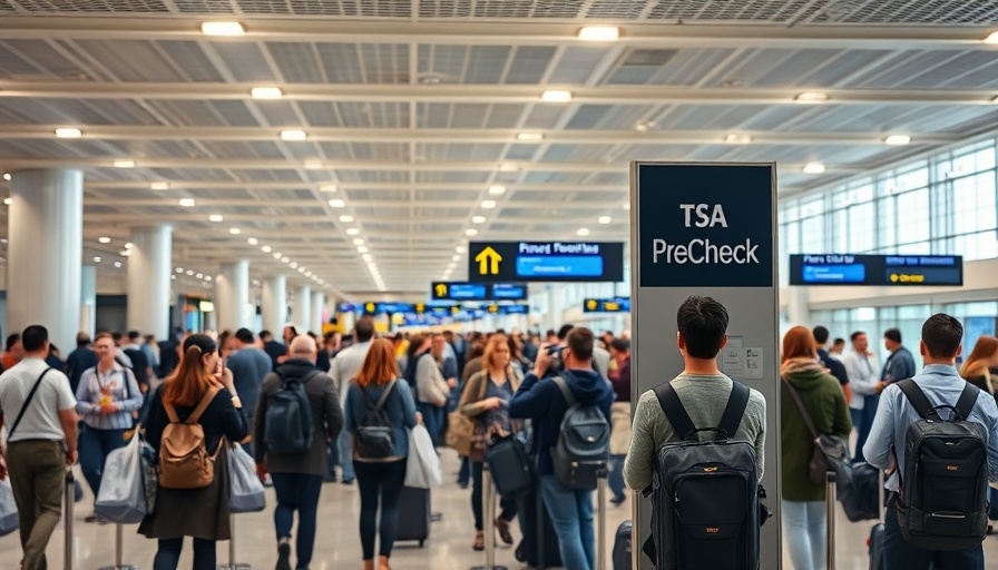 TSA PreCheck line at airport with travelers waiting in line