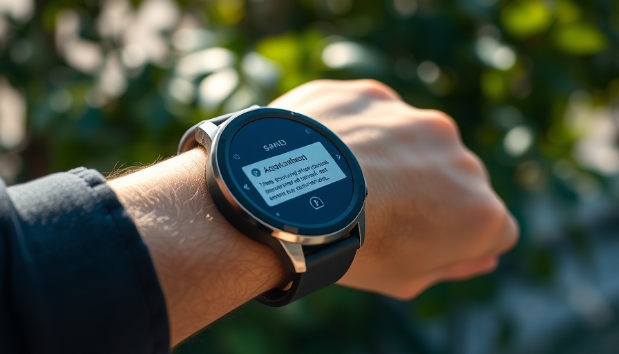 Wearable health tech smartwatch outdoors, Florida sunlight.