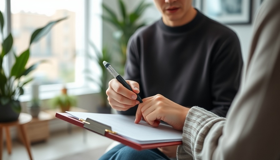 Therapist taking notes in a Florida office.