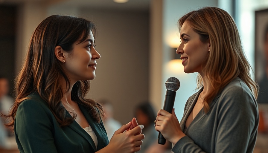 Casual conversation between women, one with microphone indoors