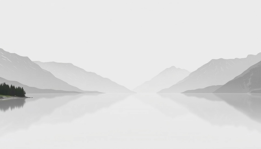 Minimalistic placeholder image with mountain and lake design.